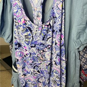 Lilly Pulitzer Blue and Pink Paisley Tank Top